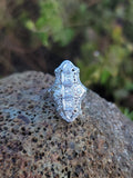 14k white gold diamond Deco c.1920's glove shield ring