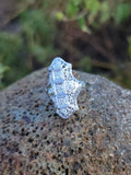 14k white gold diamond Deco c.1920's glove shield ring