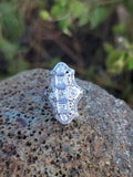 14k white gold diamond Deco c.1920's glove shield ring