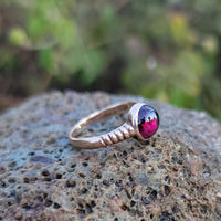 10k rose gold Victorian cabochon garnet ring