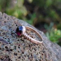 10k rose gold Victorian cabochon garnet ring