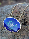 18k gold Victorian enamel & old rose cut diamond BIRD BUTTERFLY LEAF necklace pendant
