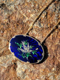 18k gold Victorian enamel & old rose cut diamond BIRD BUTTERFLY LEAF necklace pendant