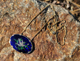 18k gold Victorian enamel & old rose cut diamond BIRD BUTTERFLY LEAF necklace pendant