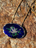 18k gold Victorian enamel & old rose cut diamond BIRD BUTTERFLY LEAF necklace pendant