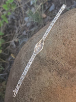 14k gold two tone c.1920's c.1930's Deco filigree diamond bracelet