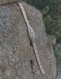 14k gold two tone c.1920's c.1930's Deco filigree diamond bracelet