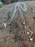 10k gold pearl & diamond filigree Deco necklace pendant lavaliere