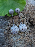 Platinum & 18k gold Deco diamond dangle earrings