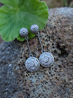 Platinum & 18k gold Deco diamond dangle earrings