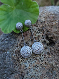 Platinum & 18k gold Deco diamond dangle earrings