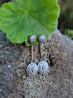 Platinum & 18k gold Deco diamond dangle earrings