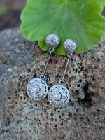Platinum & 18k gold Deco diamond dangle earrings