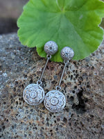 Platinum & 18k gold Deco diamond dangle earrings