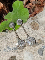 Platinum & 18k gold Deco diamond dangle earrings
