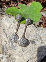 Platinum & 18k gold Deco diamond dangle earrings