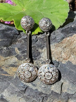 Platinum & 18k gold Deco diamond dangle earrings