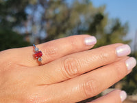 18k white gold emerald cut orange sapphire & diamond estate ring