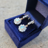 platinum & 18k gold two tone Edwardian - c.1920's opal & diamond dangle earrings