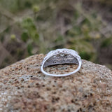 14k gold white gold c.1920's filigree 3 diamond ring - apx .10ct tw