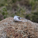 14k gold white gold c.1920's filigree 3 diamond ring - apx .10ct tw