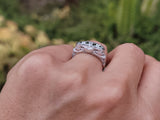 14k gold white gold c.1920's filigree 3 diamond ring - apx .10ct tw