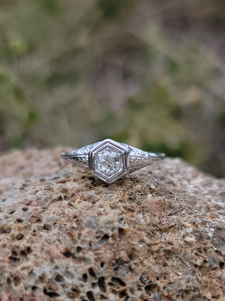 1.21ct Antique Old Mine Cut Diamond Engagement Ring. Platinum Ring. - Etsy