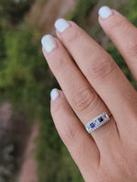 14k gold two tone Deco estate Sapphire & Diamond Ring Band