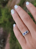 14k gold two tone Deco estate Sapphire & Diamond Ring Band
