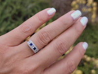 14k gold two tone Deco estate Sapphire & Diamond Ring Band