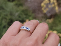 14k gold two tone Deco estate Sapphire & Diamond Ring Band