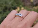 14k gold two tone Deco estate Sapphire & Diamond Ring Band