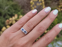 14k gold two tone Deco estate Sapphire & Diamond Ring Band