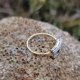 14k gold two tone Deco estate Sapphire & Diamond Ring Band