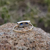 14k gold two tone Deco estate Sapphire & Diamond Ring Band