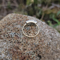 14k gold two tone Deco estate Sapphire & Diamond Ring Band