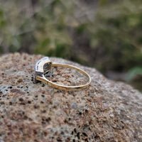 14k gold two tone Deco estate Sapphire & Diamond Ring Band