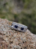 14k gold two tone Deco estate Sapphire & Diamond Ring Band