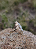 14k gold two diamond Art Deco c1930's filigree glove shield ring