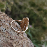 14k gold two diamond Art Deco c1930's filigree glove shield ring