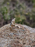 14k gold two diamond Art Deco c1930's filigree glove shield ring