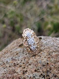 14k gold two diamond Art Deco c1930's filigree glove shield ring