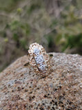14k gold two diamond Art Deco c1930's filigree glove shield ring