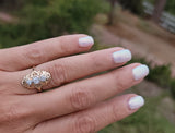 14k gold two diamond Art Deco c1930's filigree glove shield ring