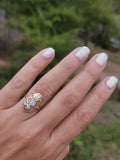 14k gold two diamond Art Deco c1930's filigree glove shield ring