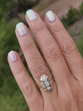 14k gold two diamond Art Deco c1930's filigree glove shield ring