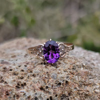 10k gold Victorian amethyst solitaire antique estate ring