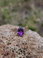 10k gold Victorian amethyst solitaire antique estate ring