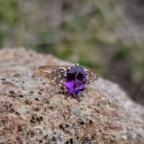 10k gold Victorian amethyst solitaire antique estate ring