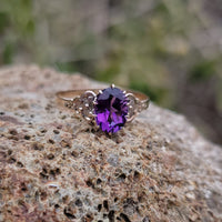 10k gold Victorian amethyst solitaire antique estate ring